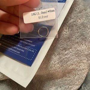 8mm silver hoop 18 Gauge